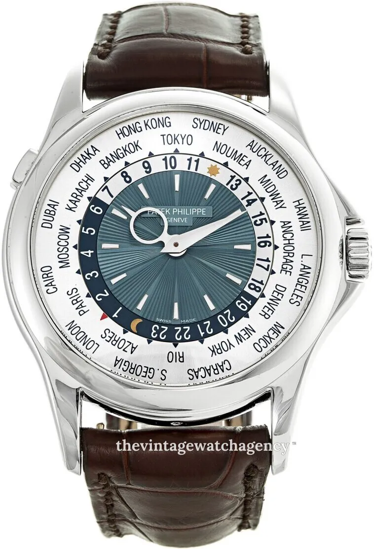 Patek Philippe World Time 5130P-001 39.5mm Platinum Blue