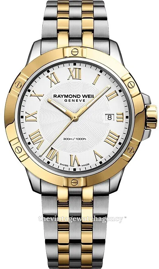 Raymond Weil Tango 8160-STP-00308 41mm Gold toned steel steel White