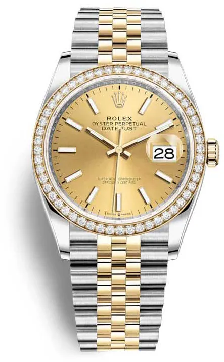 Rolex Datejust 126283RBR-0001 36mm Yellow gold and Oystersteel Champagne