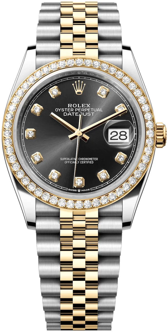 Rolex Datejust 126283RBR-0007 36mm Yellow gold and Oystersteel Black