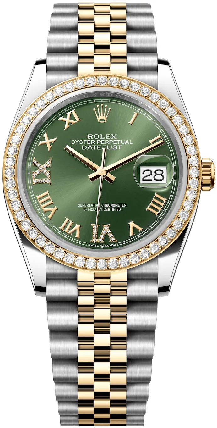 Rolex Datejust 126283RBR-0011 36mm Yellow gold and Oystersteel Green