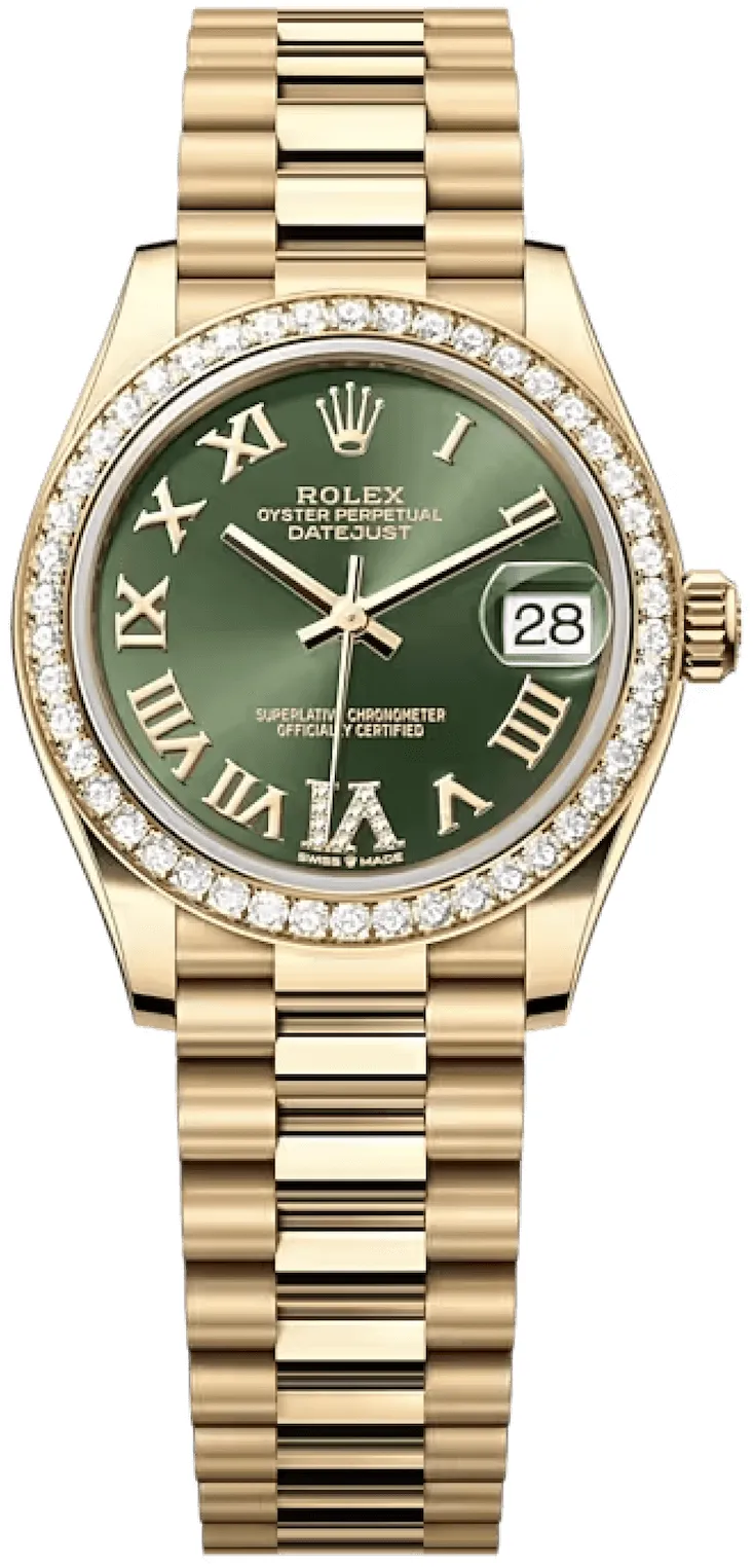 Rolex Datejust 278288RBR-0024 31mm 18k yellow gold Green