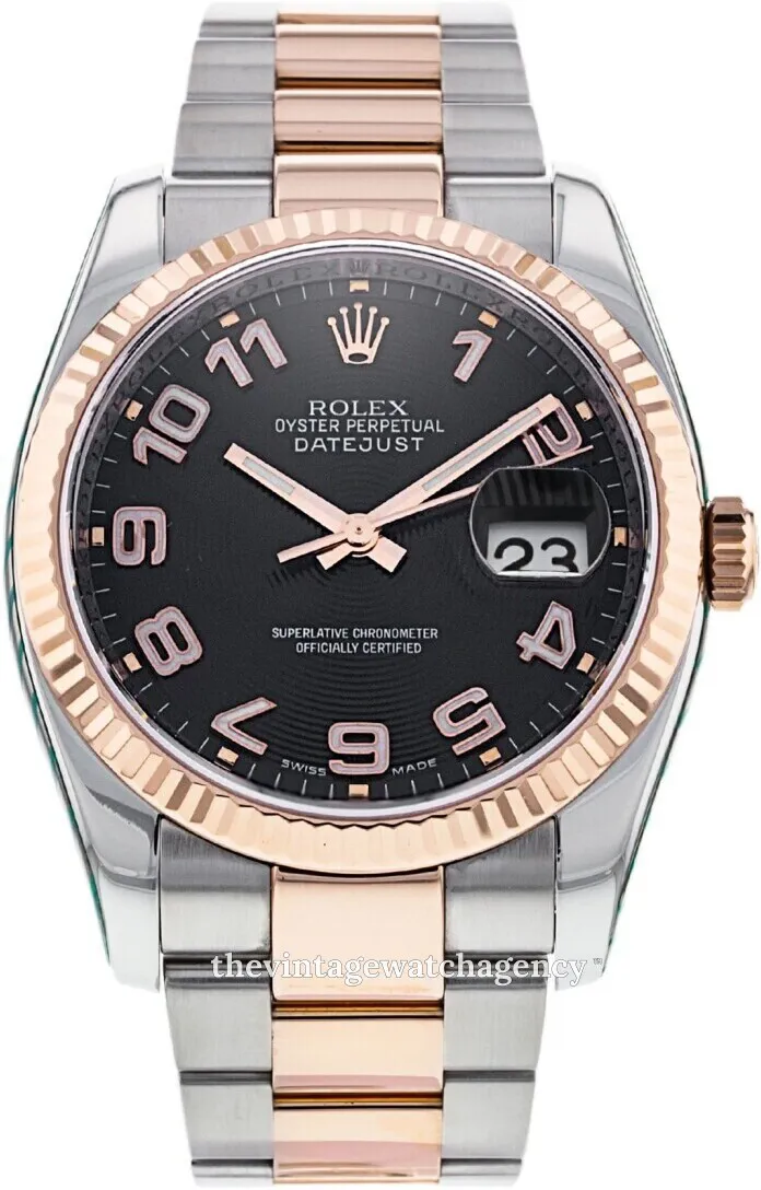 Rolex Datejust 36 116231-0066 36mm 18 carat rose gold steel Black