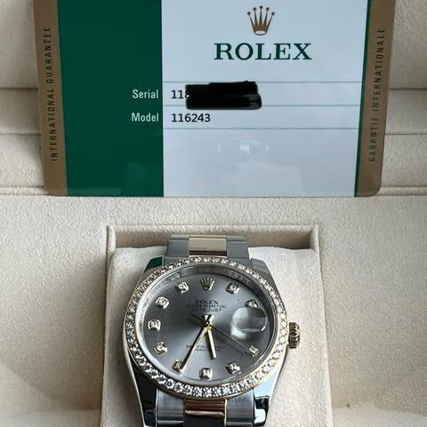 Rolex Datejust 36 116243 36mm Yellow gold and Stainless steel Silver