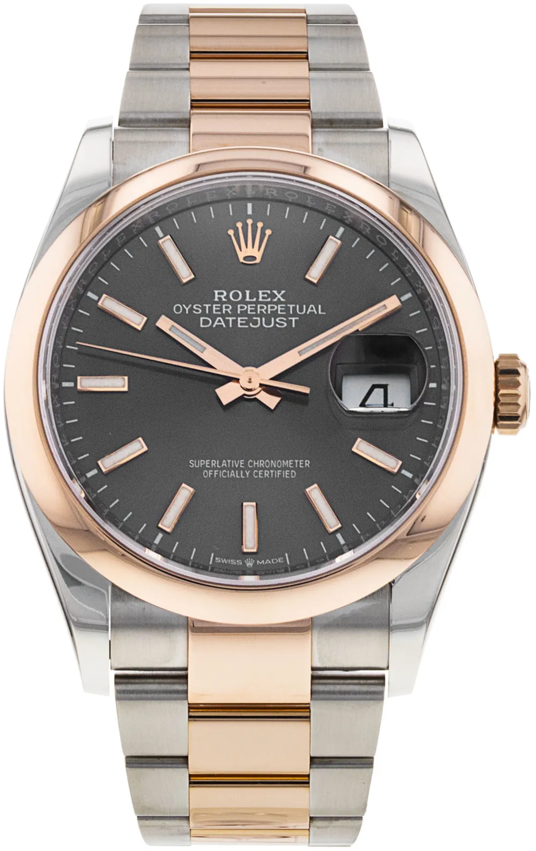 Rolex Datejust 36 126201 36mm Rose gold and Stainless steel Grey Baton