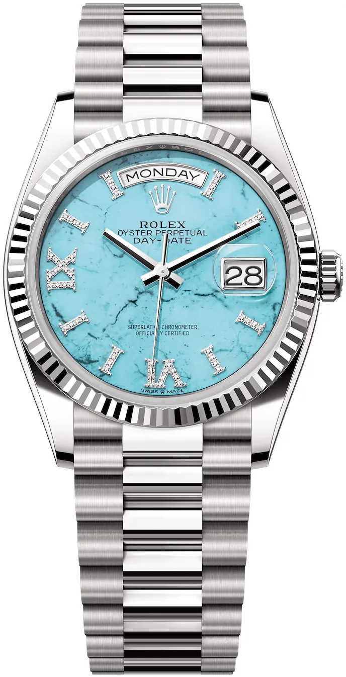 Rolex Day-Date 128239-0044 36mm 18k white gold Blue