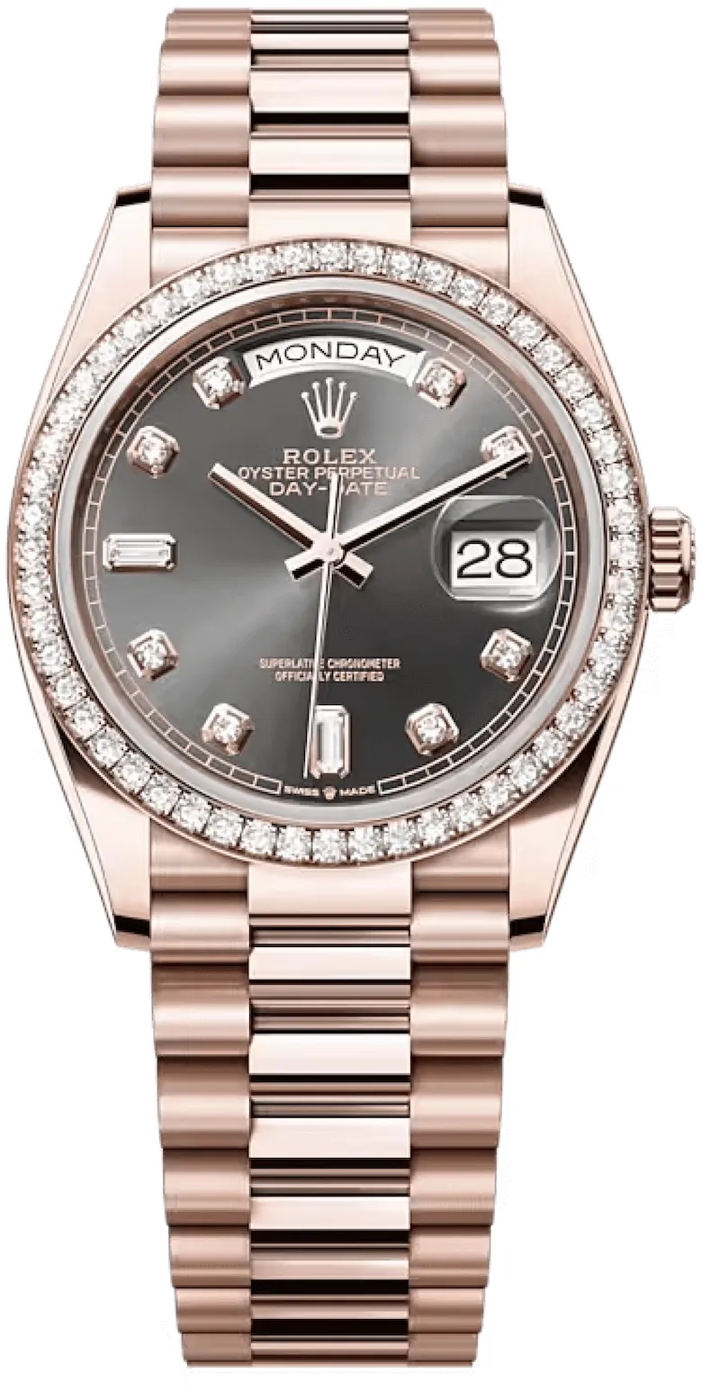 Rolex Day-Date 128345RBR-0052 36mm Everose gold Gray