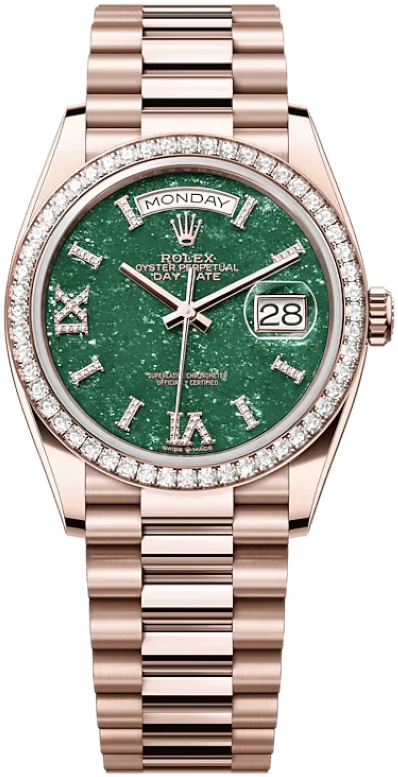 Rolex Day-Date 128345RBR-0068 36mm Everose gold Green