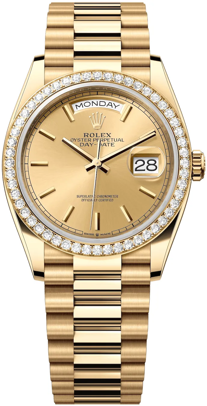 Rolex Day-Date 128348RBR-0026 36mm 18k yellow gold Champagne