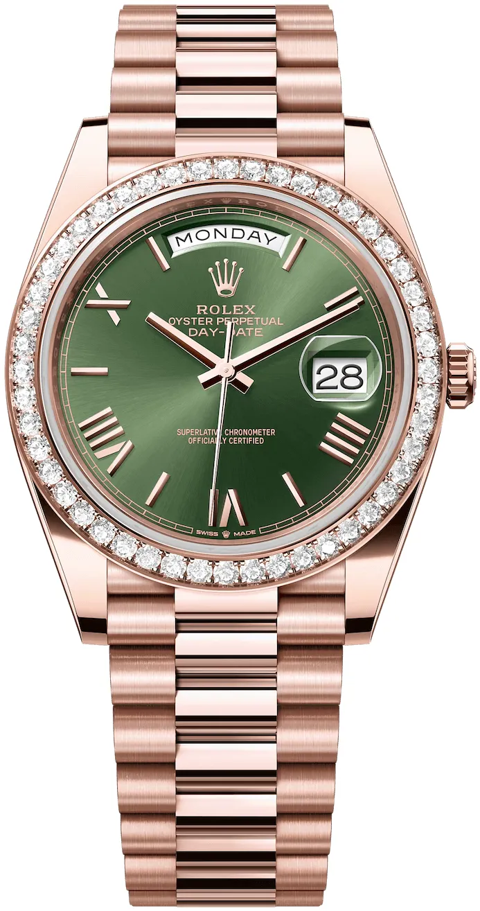 Rolex Day-Date 228345RBR-0011 40mm Everose gold Green