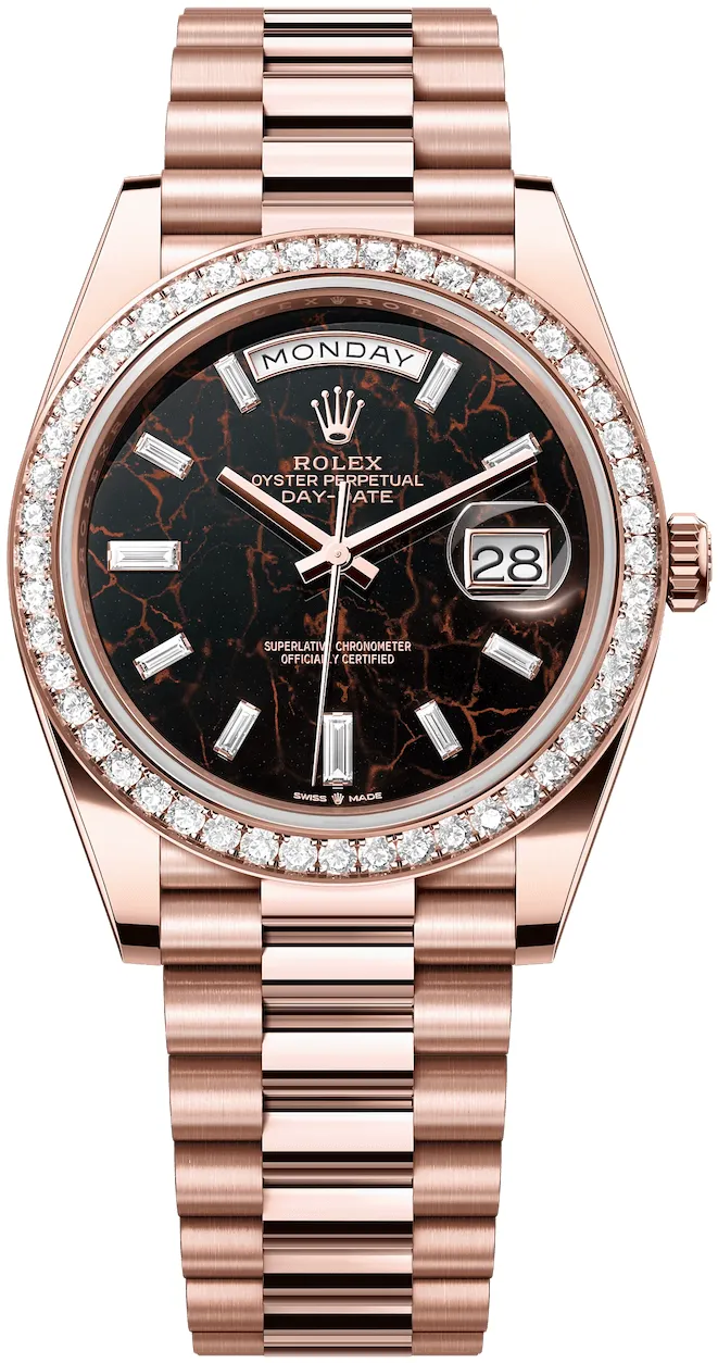 Rolex Day-Date 228345RBR-0016 40mm Everose gold Black