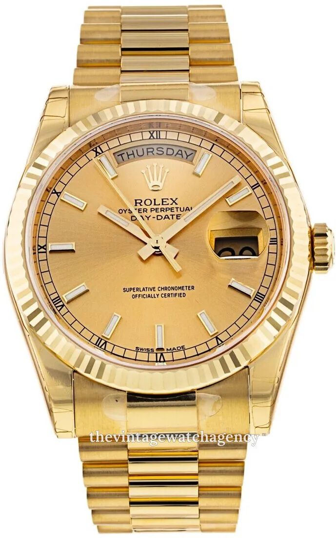 Rolex Day-Date 36 118238-0103 36mm 18k yellow gold Champagne