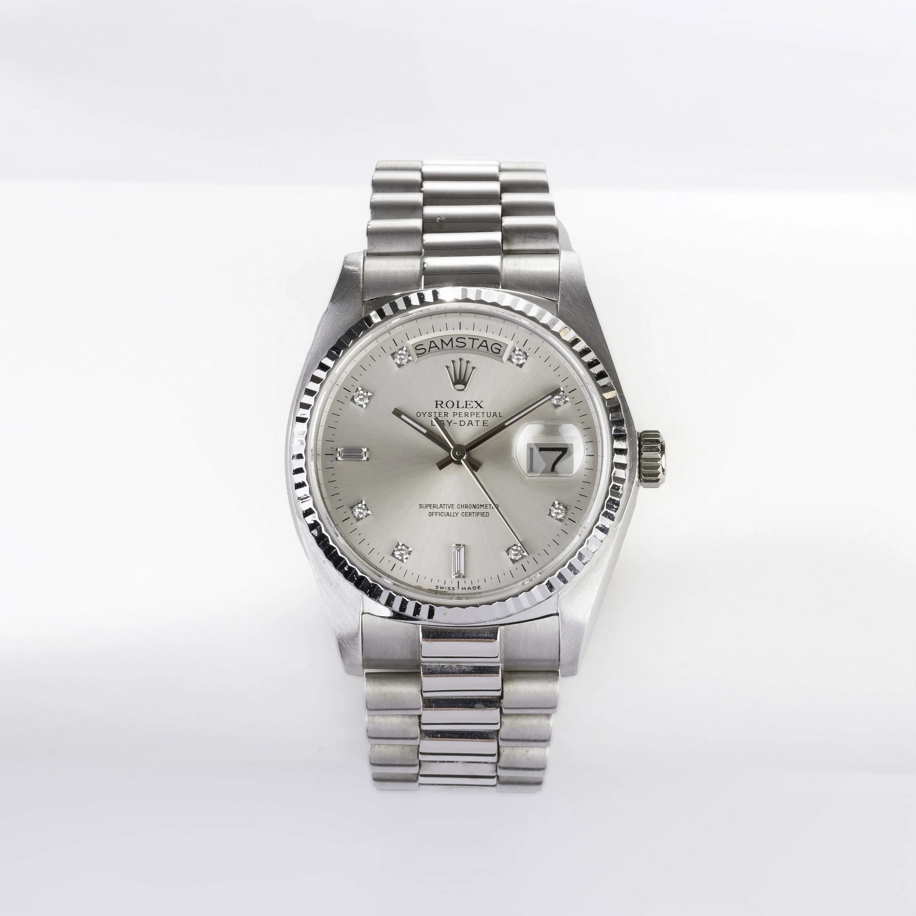 Rolex Day-Date 36 18049 36mm 18k white gold Silver