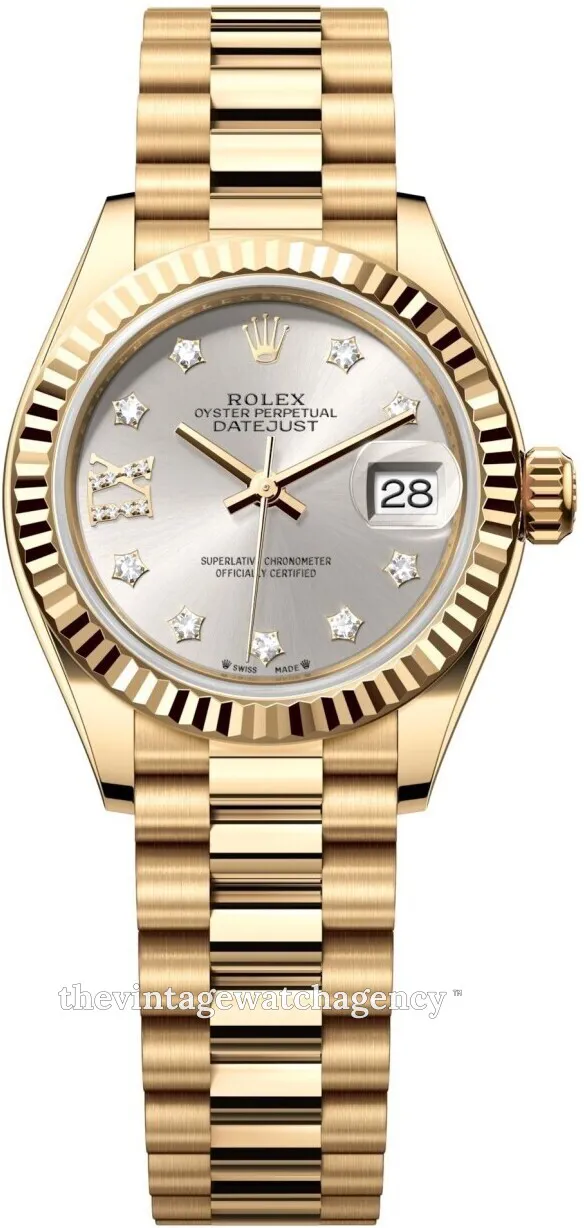 Rolex Lady-Datejust 279178-0002 28mm 18k yellow gold Silver