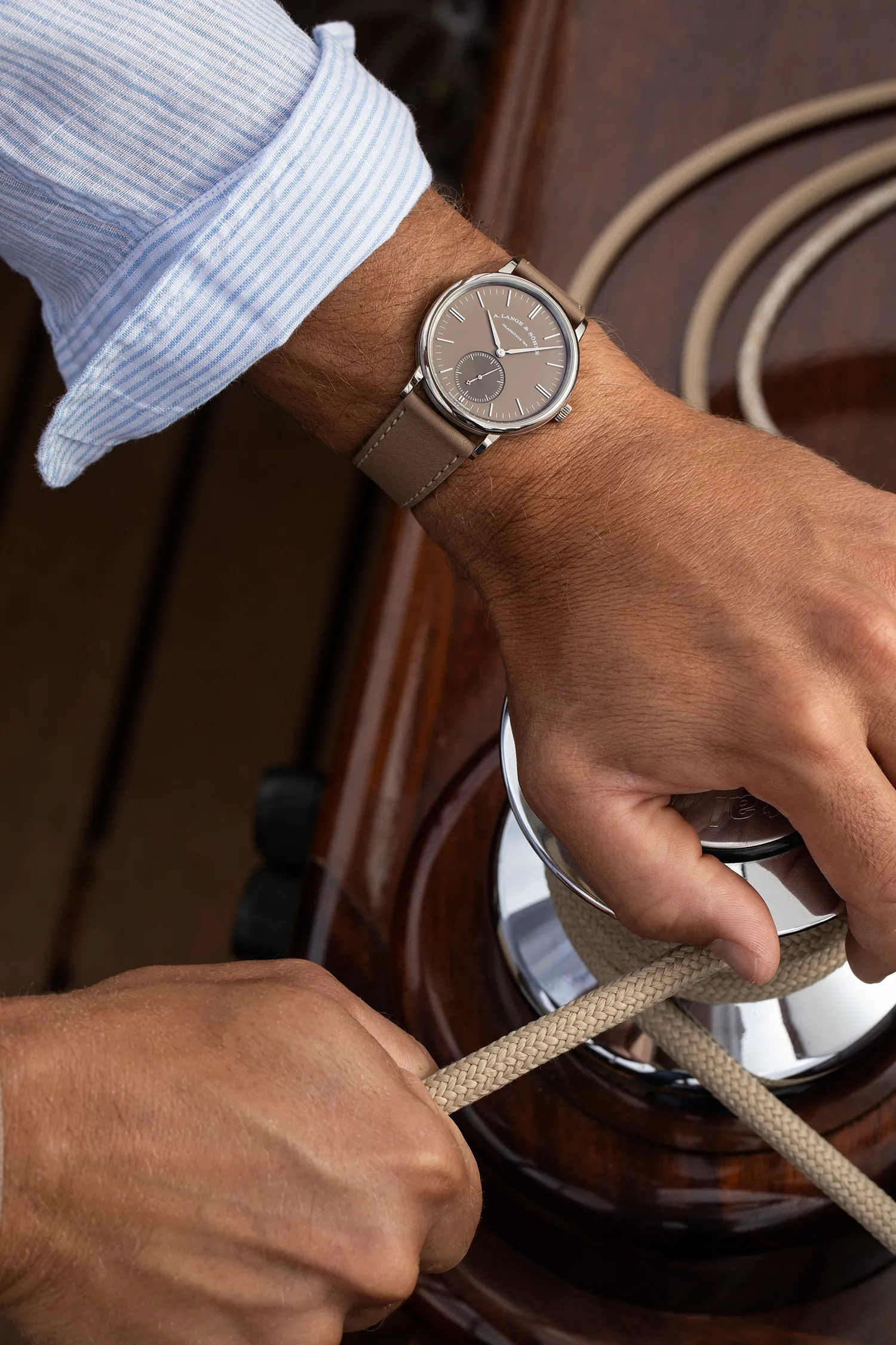 A. Lange & Söhne Saxonia 380.044 38.5mm 18k white gold Brown 3