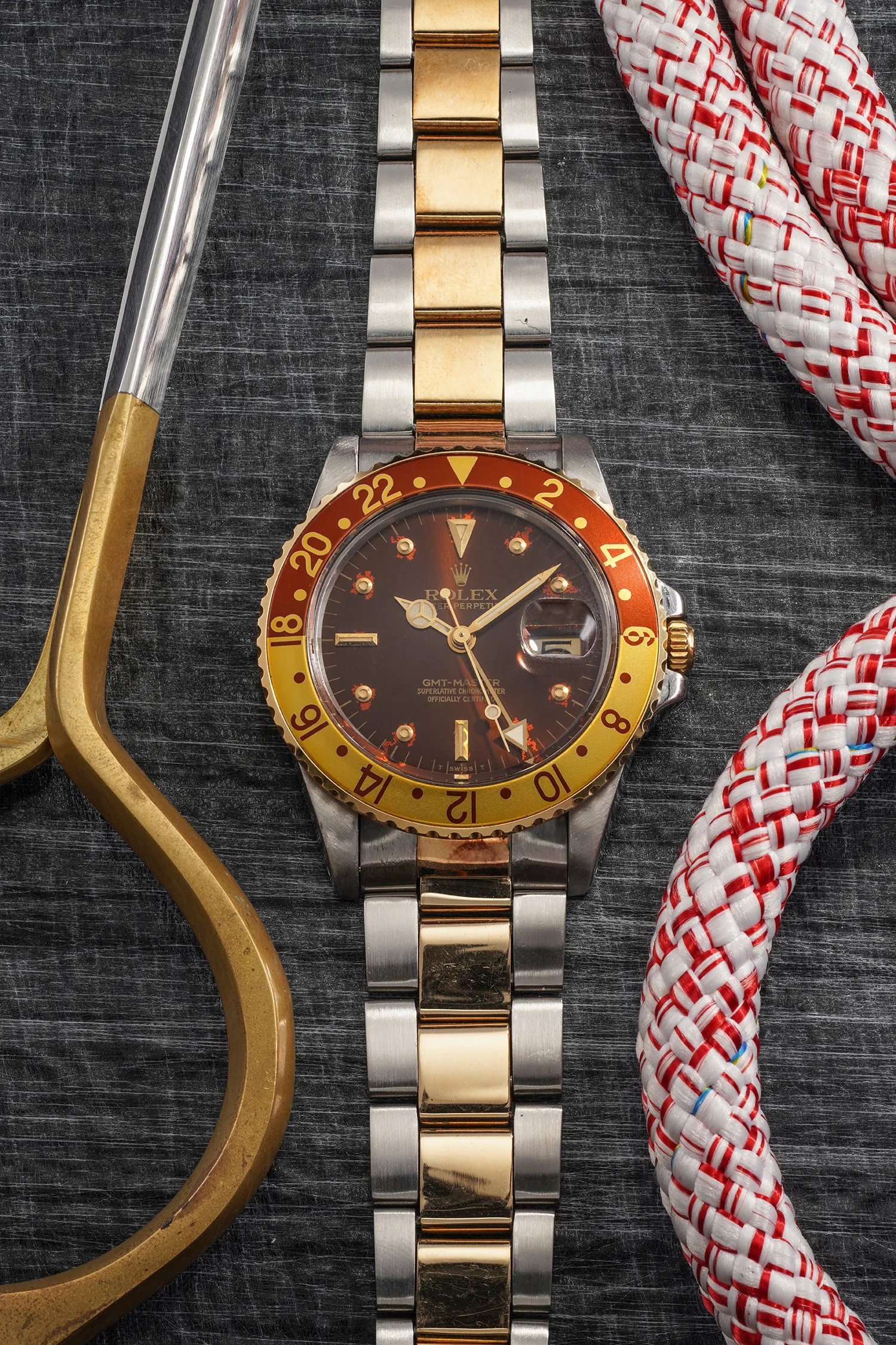 Rolex GMT-Master 16753F 39mm Yellow gold and Stainless steel Brown