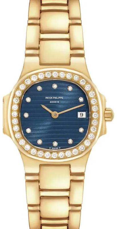 Patek Philippe Nautilus 4700 28mm  yellow gold diamond Blue 1