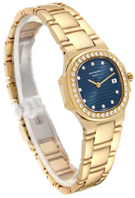 Patek Philippe Nautilus 4700 28mm  yellow gold diamond Blue 3