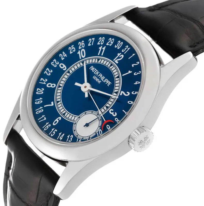 Patek Philippe Calatrava 6000G-012 37mm White gold Blue 4