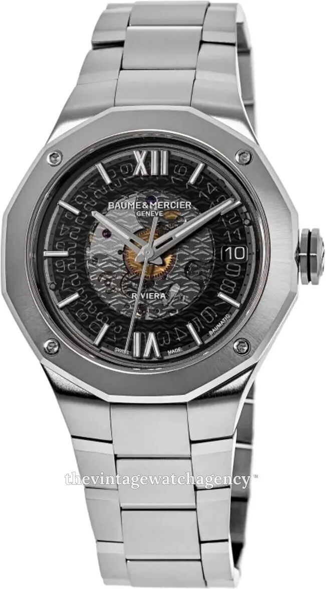 Baume & Mercier Riviera M0A10715 39mm Stainless steel Grey skeleton dial