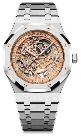 Audemars Piguet Royal Oak Double Balance Wheel Openworked 15407ST.OO.1220ST.02 Stainless steel Salmon