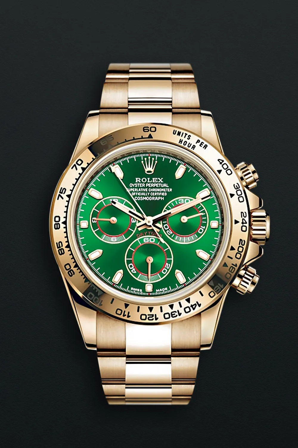 Rolex Daytona 116508-0013 40mm 18k yellow gold Green