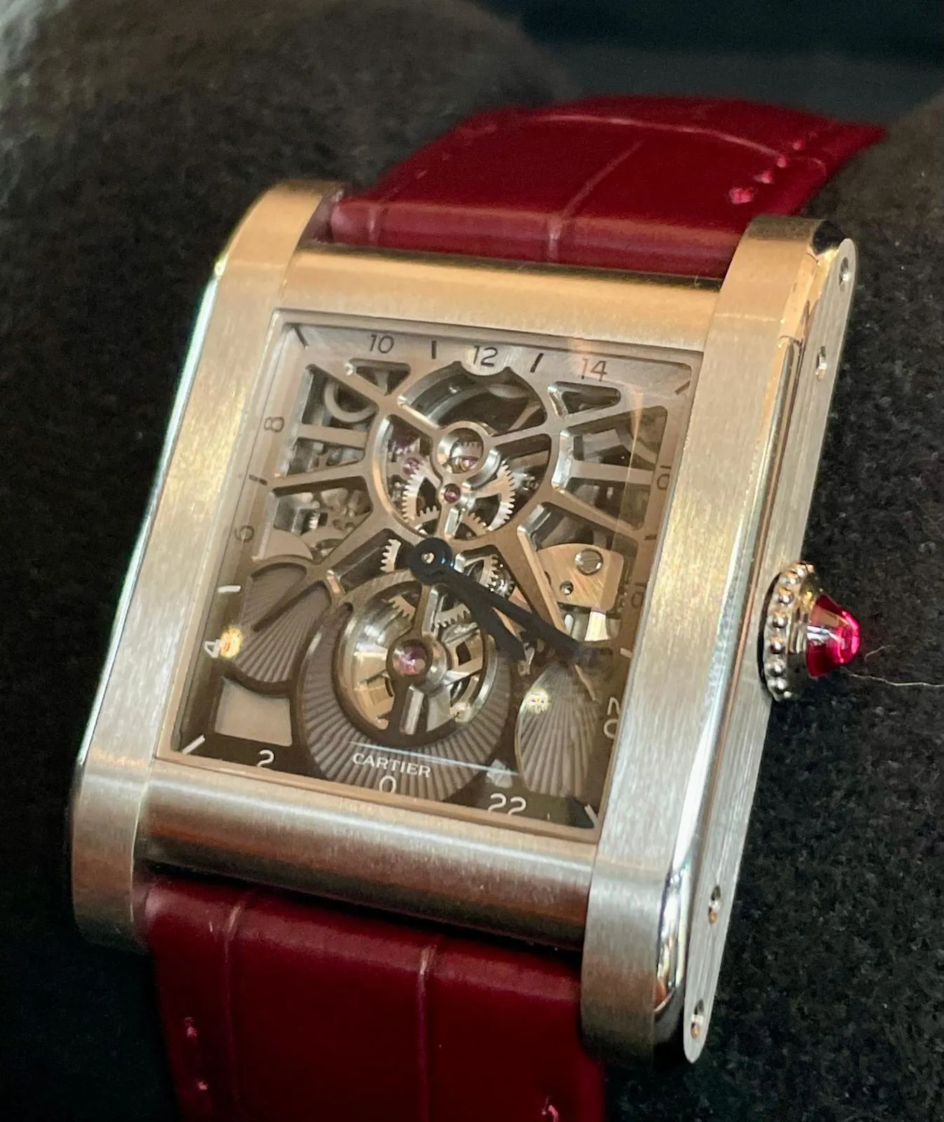 Cartier Tank WHTA0020 35mm Platinum Skeletonized 1