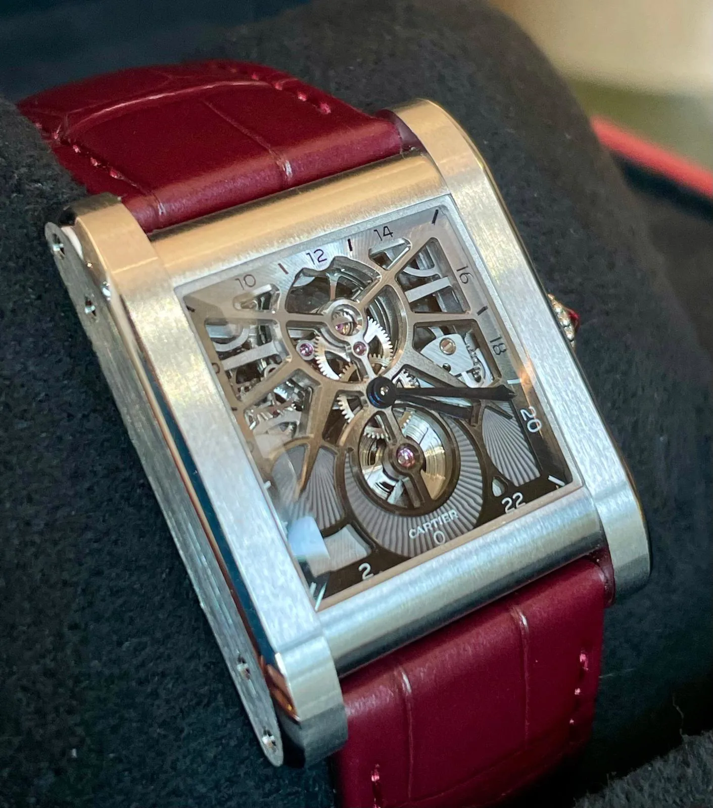 Cartier Tank WHTA0020 35mm Platinum Skeletonized 3