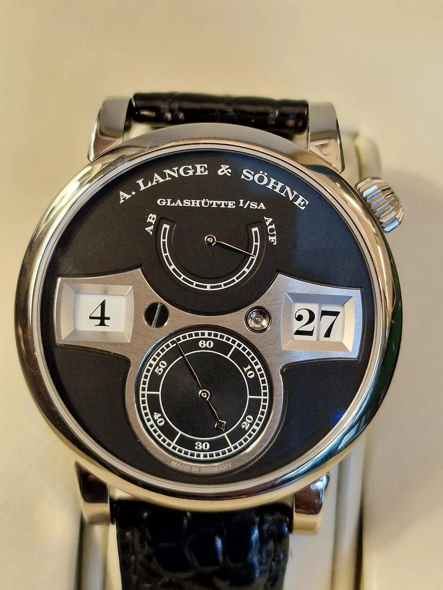 A. Lange & Söhne Lange Zeitwerk 140.029 42mm 18k white gold Black 1