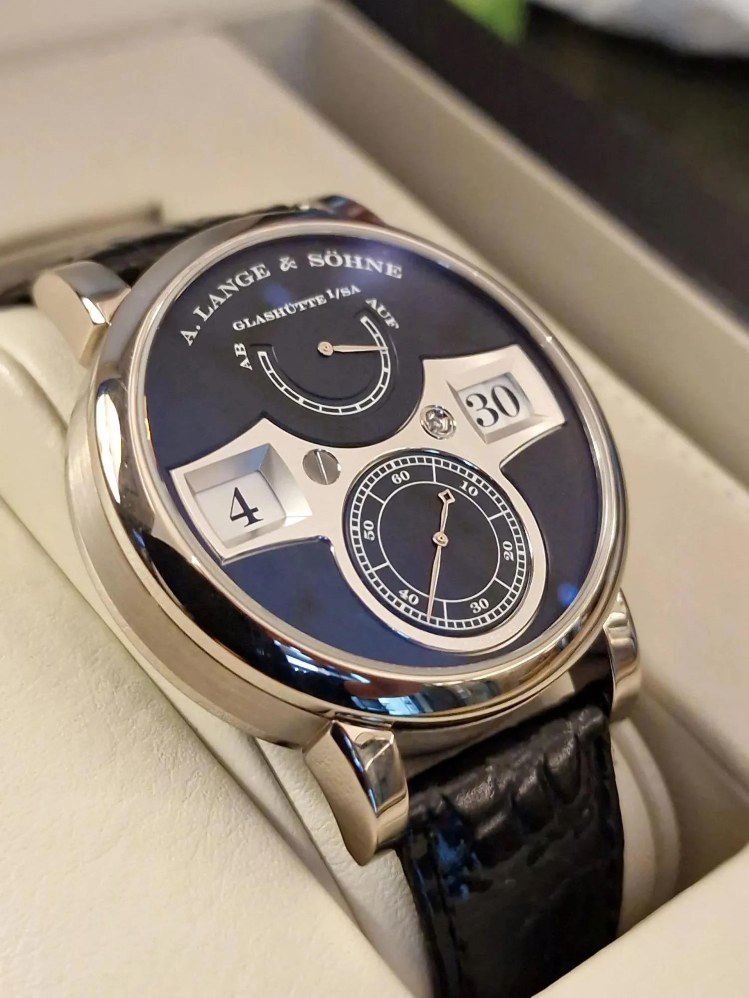 A. Lange & Söhne Lange Zeitwerk 140.029 42mm 18k white gold Black 2