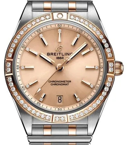 Breitling Chronomat U10380591K1U1 36mm Yellow gold and Stainless steel Pink