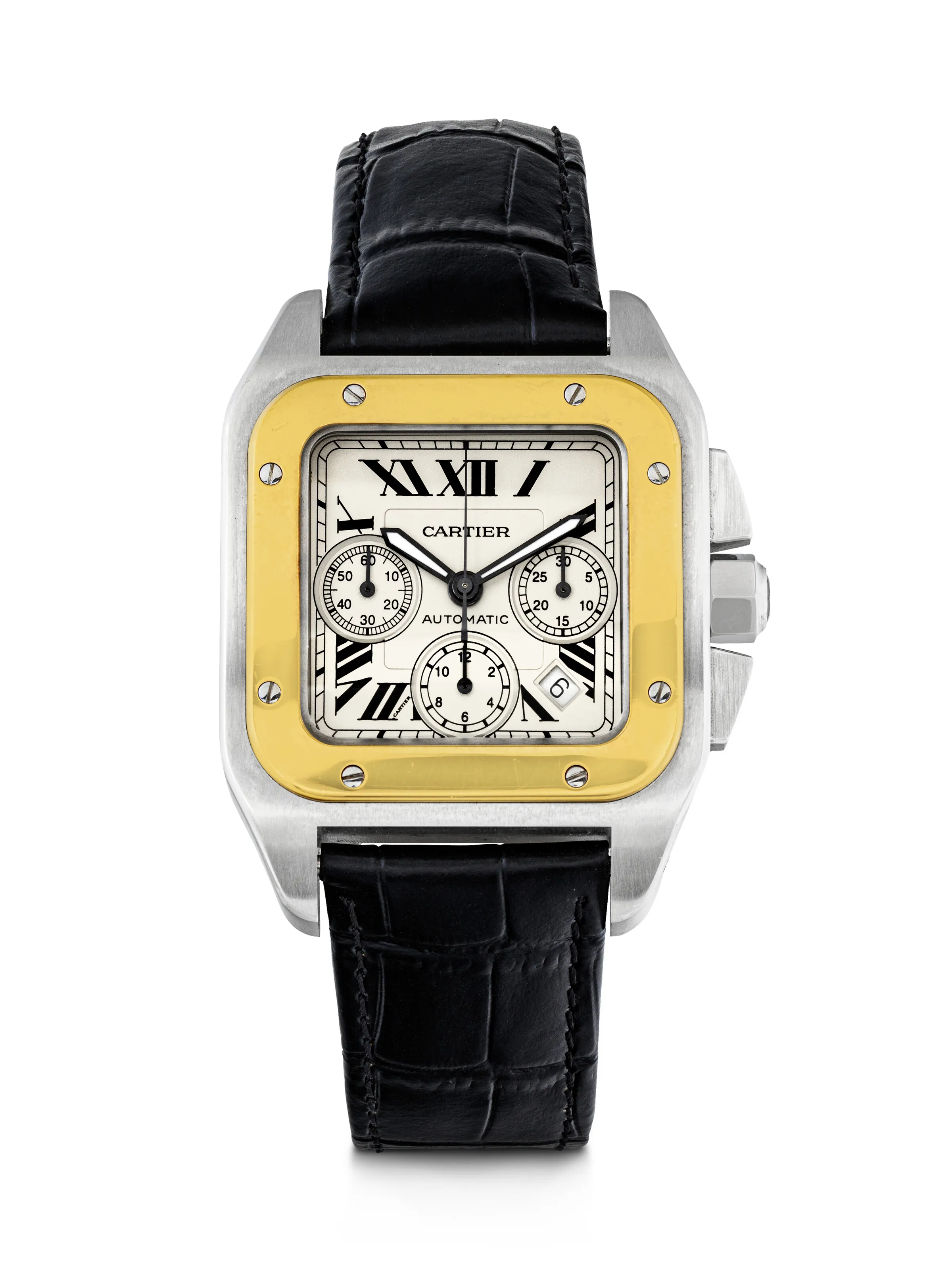 Cartier Santos 100 2740 41mm 18k Gold and Stainless steel Silvered