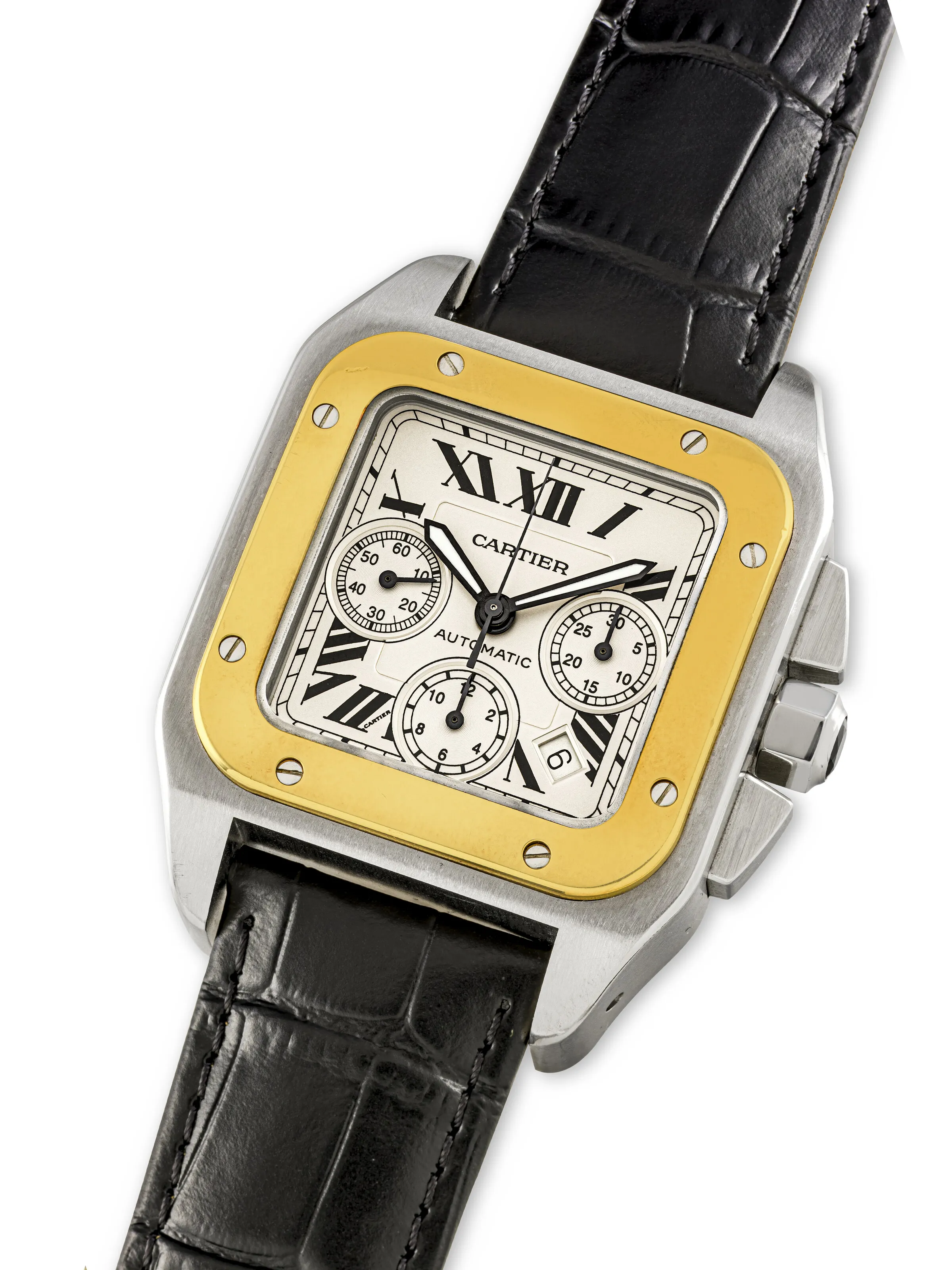 Cartier Santos 100 2740 41mm 18k Gold and Stainless steel Silvered 3