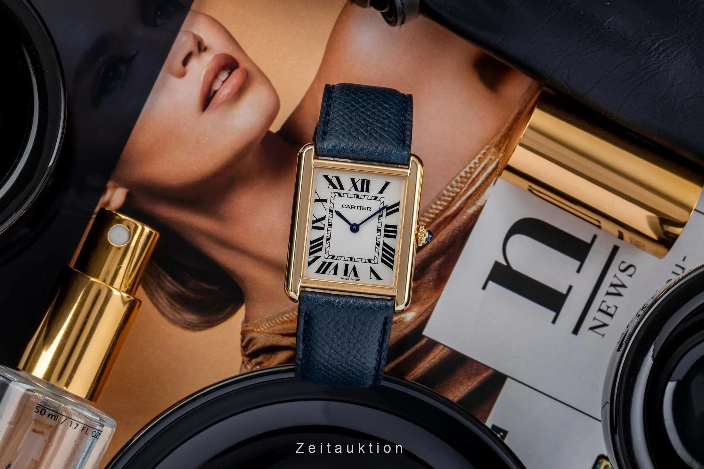 Cartier Tank W1018855. 27.5mm Yellow gold Silver 2