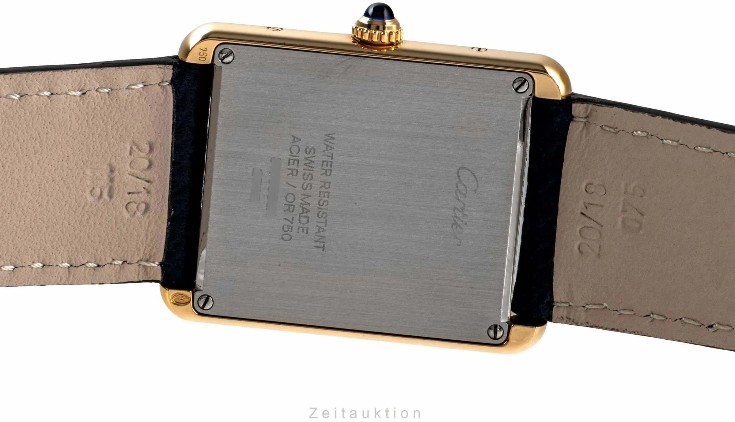 Cartier Tank W1018855. 27.5mm Yellow gold Silver 9