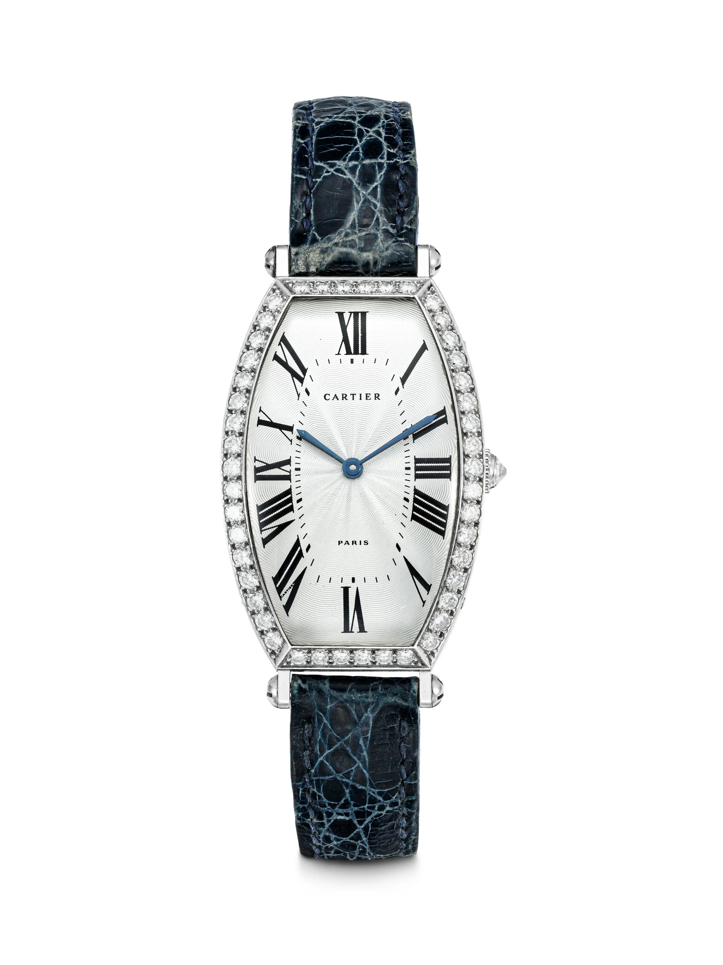 Cartier Tonneau 26mm 18k white gold Silvered