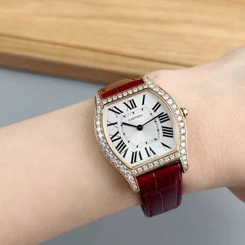 Cartier Tortue wa501008 39mm Rose gold Silver 4