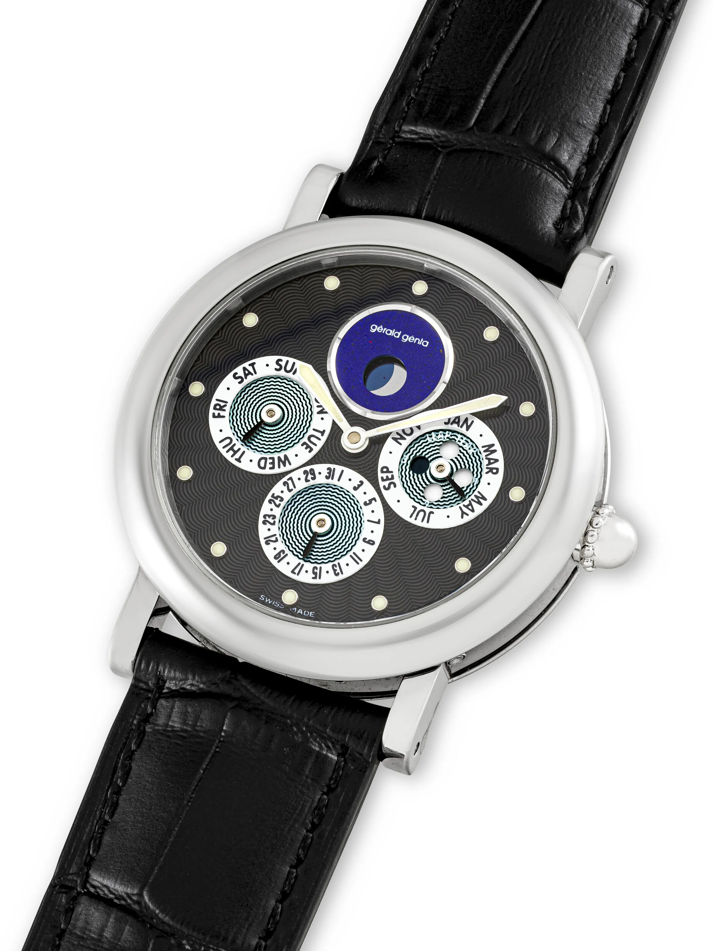 Gérald Genta Perpetual Calendar 38mm 18k white gold Black 1