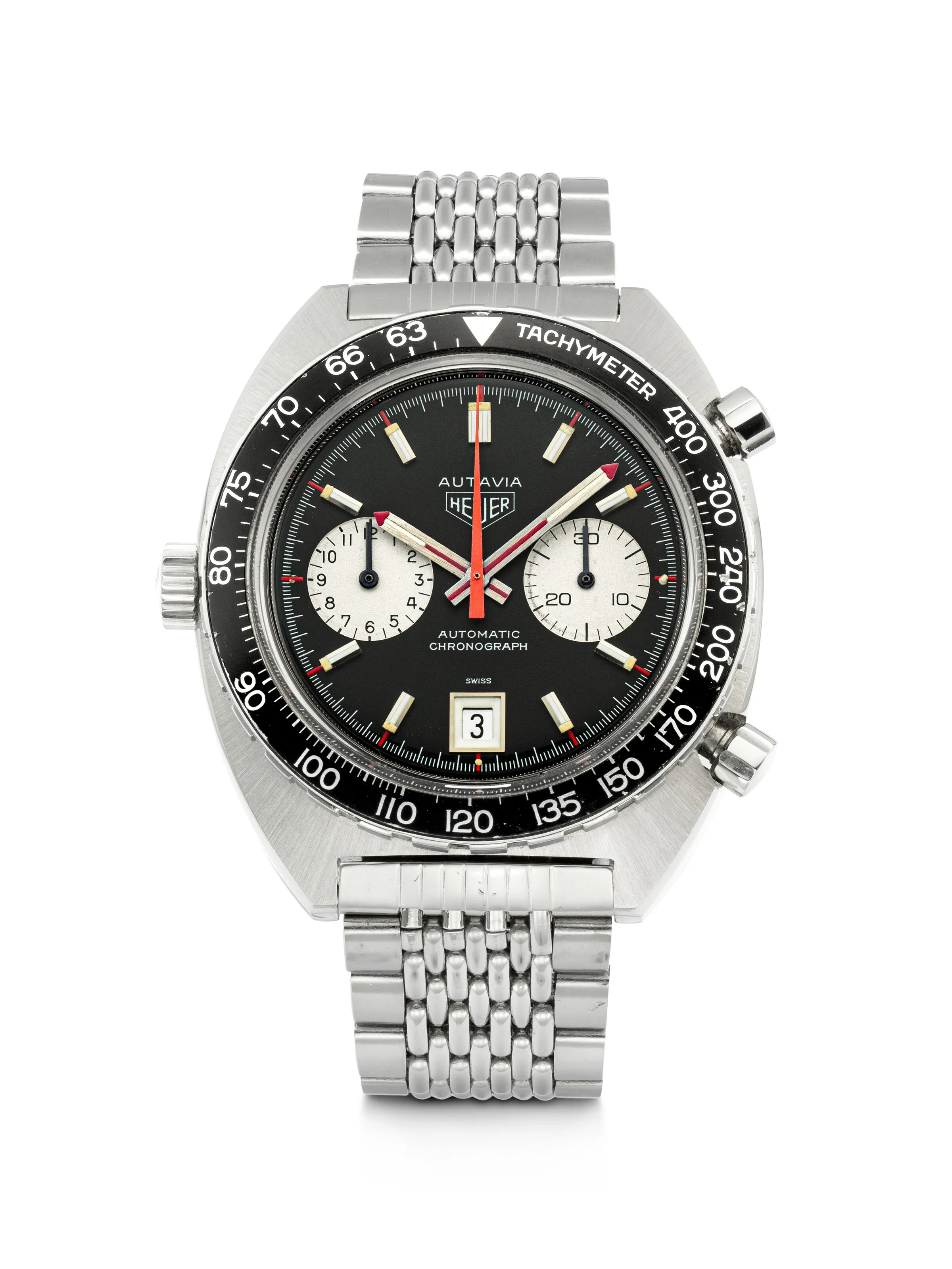 Heuer Autavia 1163 42mm Stainless steel Black