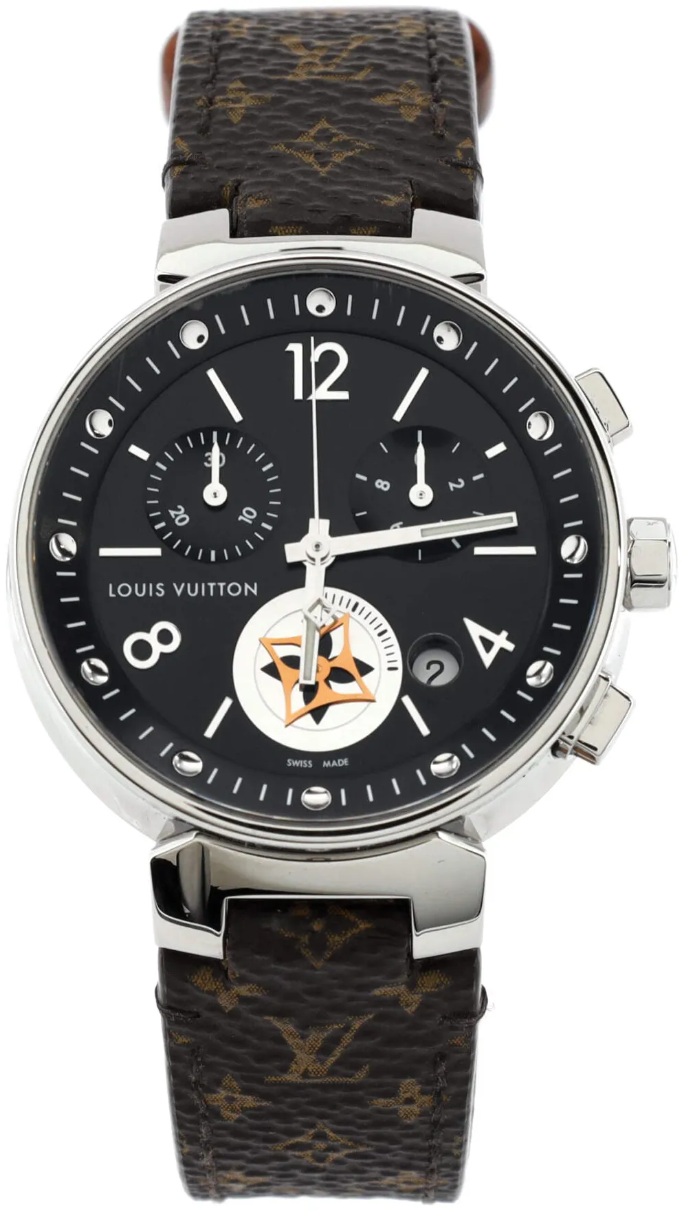 Louis Vuitton Tambour Moon 35mm Stainless steel Black