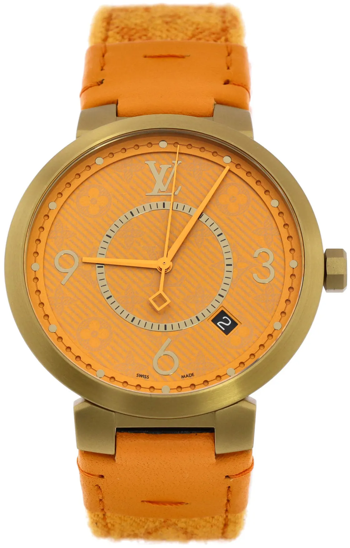 Louis Vuitton Tambour Slim QA103 39mm Stainless steel and PVD Orange