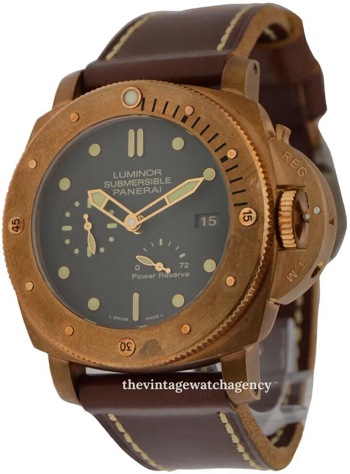 Panerai Submersible PAM 00507 47mm Brushed/polished bronze Green