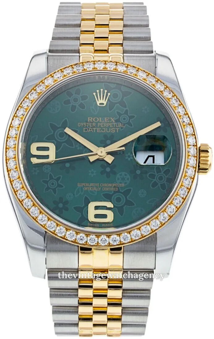 Rolex Datejust 36 116243-0009 36mm Polished steel 18 carat yellow gold Green