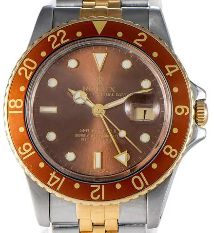 Rolex GMT-Master 16753 40mm Yellow gold and Stainless steel Brown