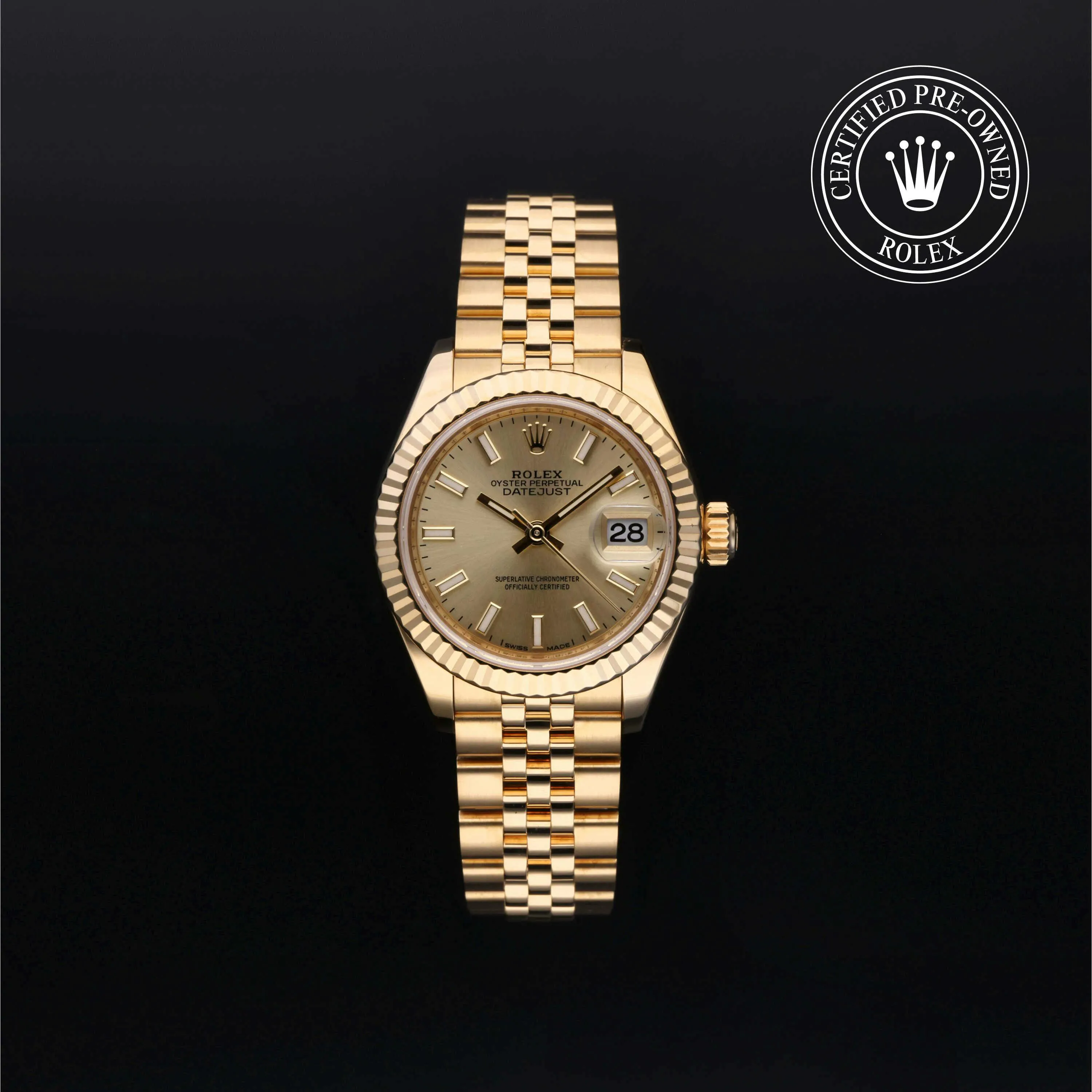 Rolex Lady-Datejust 279178-0003 28mm 18k yellow gold Champagne