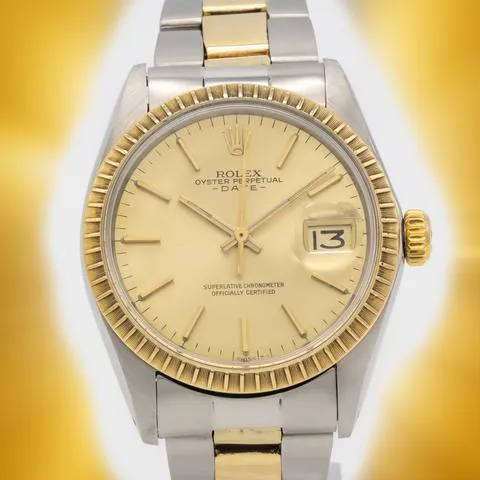 Rolex Oyster Perpetual Date 1505 34mm Yellow gold and Stainless steel Champagne