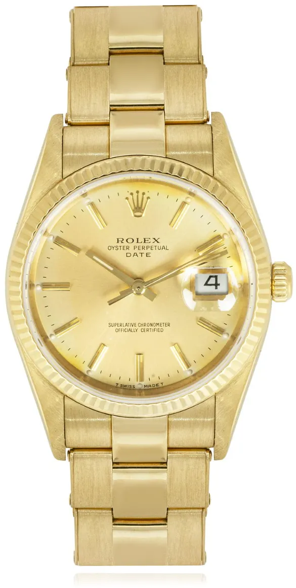 Rolex Oyster Perpetual Date 15238 34mm Yellow gold Champagne