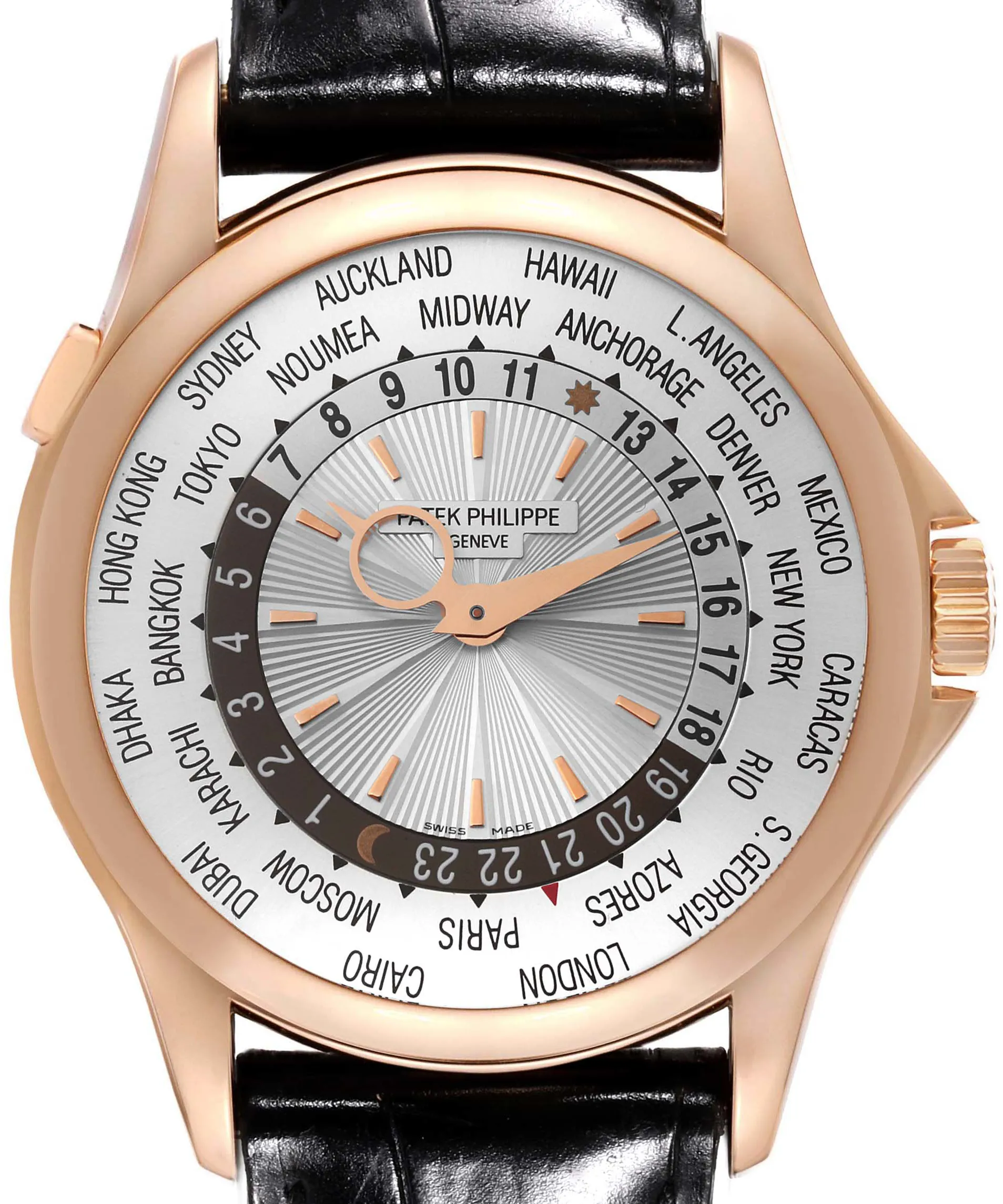 Patek Philippe World Time 5130R-001 39.5mm Rose gold and 18k rose gold Silver