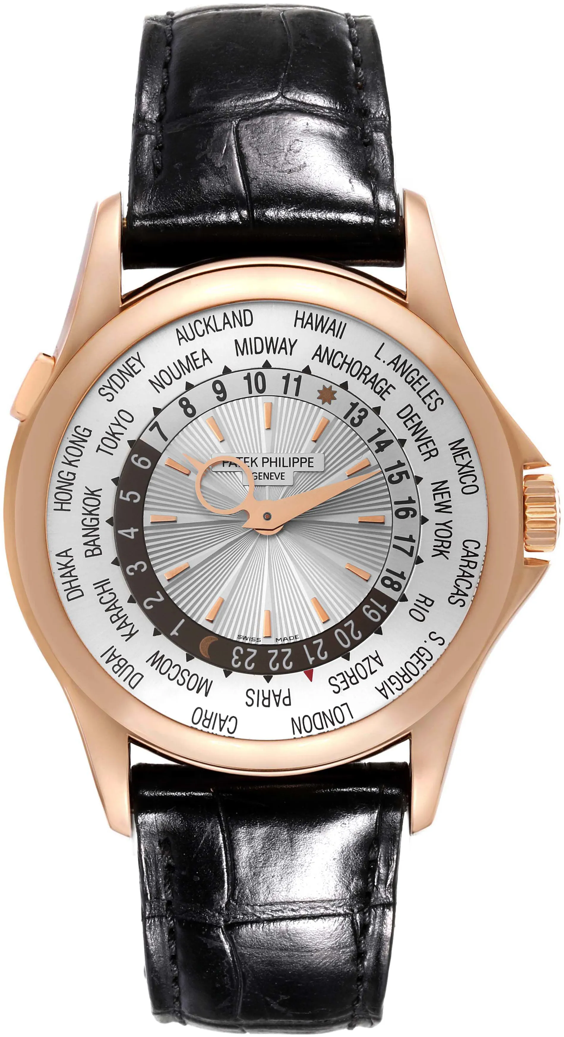 Patek Philippe World Time 5130R-001 39.5mm Rose gold and 18k rose gold Silver 1