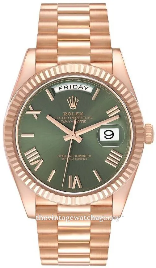 Rolex Day-Date 40 228235-0025 40mm Everose gold Green